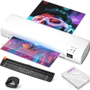 9 Inch Laminator Machine with Never Jam Technology, 40 Laminating Sheets, 4-in-1 A4 Thermal Laminator with Trimmer and Corner Rounder for Office, School, Business and Home Use - White