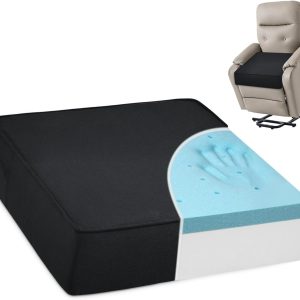 Shinnwa Gel Memory Foam Recliner Cushion for Elderly, Dual-Layer Foam Chair Pad, Extra Large Seat Cushion for Couch, Armchair, Wicker Chairs, Floor, 20 × 20 × 5in, Black